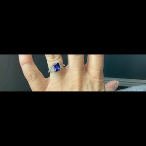 Cubic zirconia and blue synthetic stone